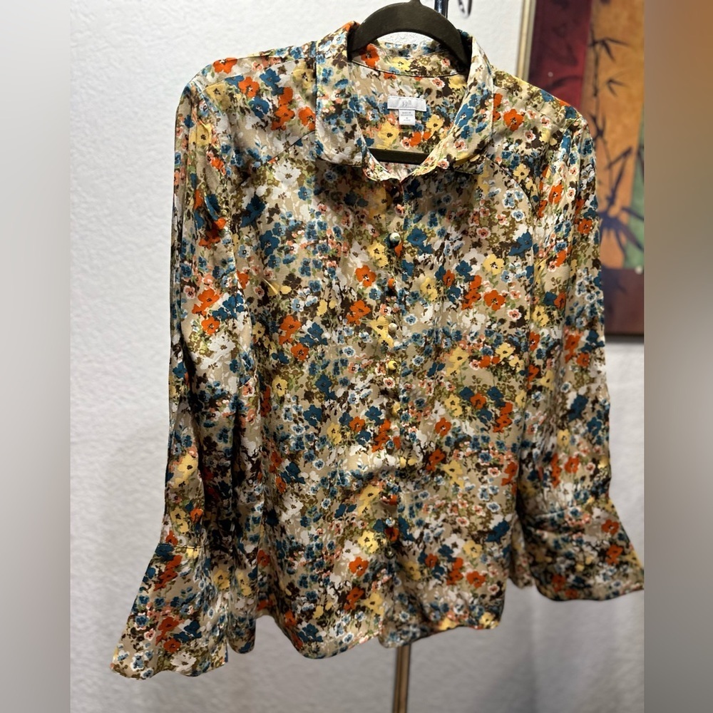 J. Jill multicolor longsleeve button down top petite size M